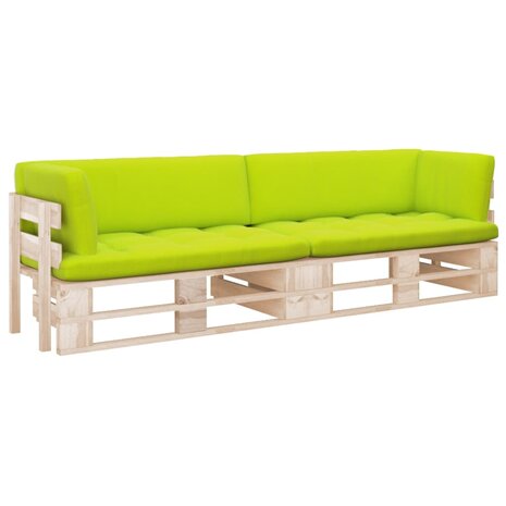 Tweezitsbank pallet met kussens geïmpregneerd grenenhout 1
