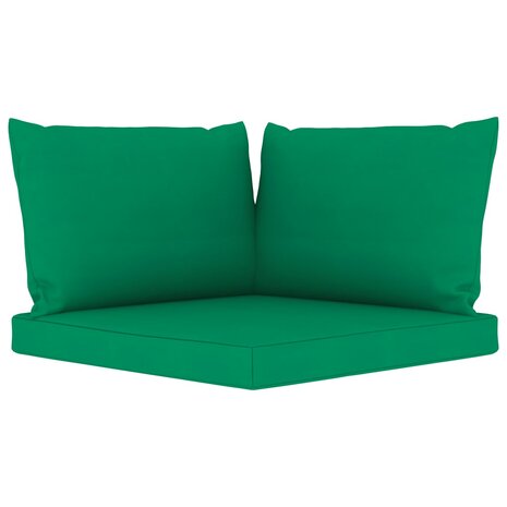 Tuinbank 2-zits pallet met groene kussens grenenhout 9