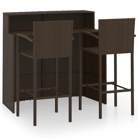 3-delige Tuinbarset bruin 2