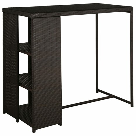 5-delige Tuinbarset met kussens poly rattan bruin 2
