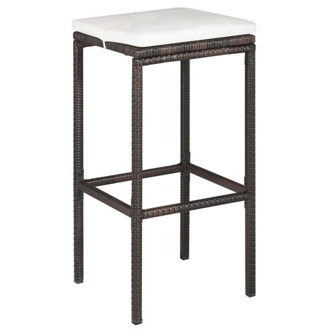 5-delige Tuinbarset met kussens poly rattan bruin 5
