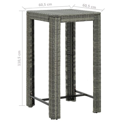 3-delige Tuinbarset met kussens poly rattan grijs 9