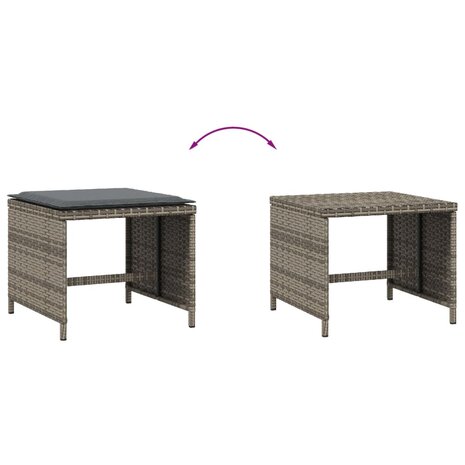 Tuinkrukken 4 st met kussens 41x41x36 cm poly rattan grijs 7