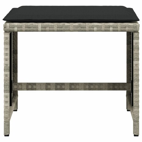 Tuinkrukken 4 st met kussens 41x41x36 cm poly rattan lichtgrijs 5