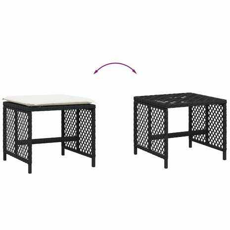 Tuinkrukken 4 st met kussens 41x41x36 cm poly rattan zwart 7