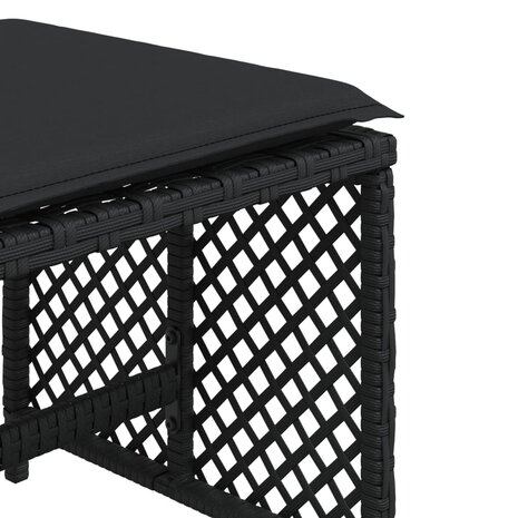 Tuinkrukken 4 st met kussens 41x41x36 cm poly rattan zwart 9