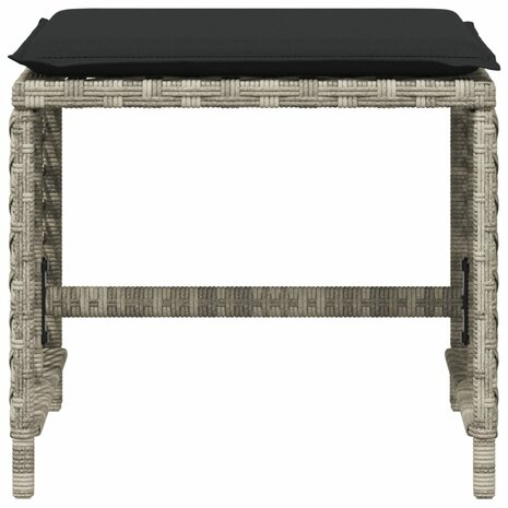 Tuinkrukken 4 st met kussens 41x41x36 cm poly rattan lichtgrijs 5
