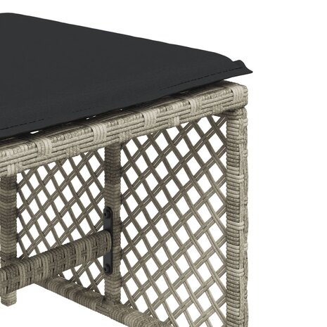 Tuinkrukken 4 st met kussens 41x41x36 cm poly rattan lichtgrijs 9