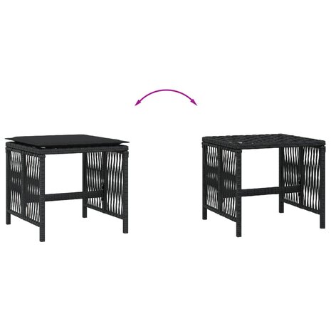 Tuinkrukken 4 st met kussens 41x41x36 cm poly rattan zwart 7