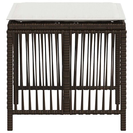 Tuinkrukken 4 st met kussens 41x41x36 cm poly rattan bruin 6