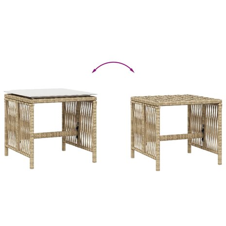 Tuinkrukken 4 st met kussens 41x41x36 cm poly rattan beige 7