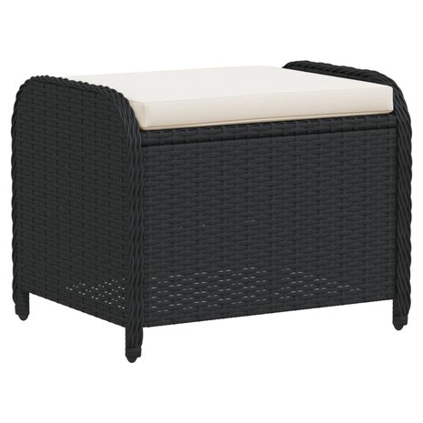 Tuinkruk met kussen 58x46x46 cm poly rattan zwart 2