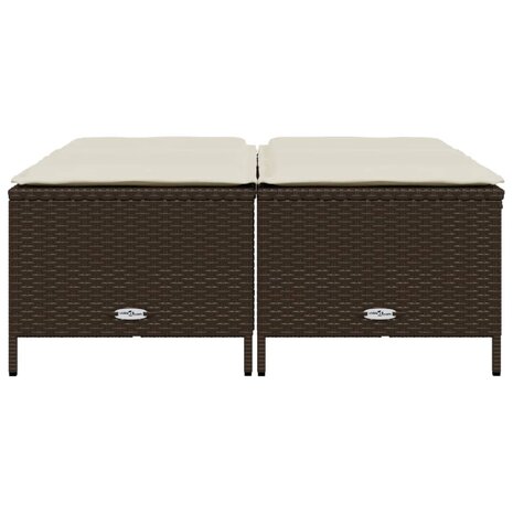 Tuinkrukken met kussens 4 st poly rattan bruin 3