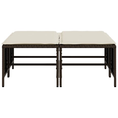 Tuinkrukken met kussens 4 st poly rattan bruin 4