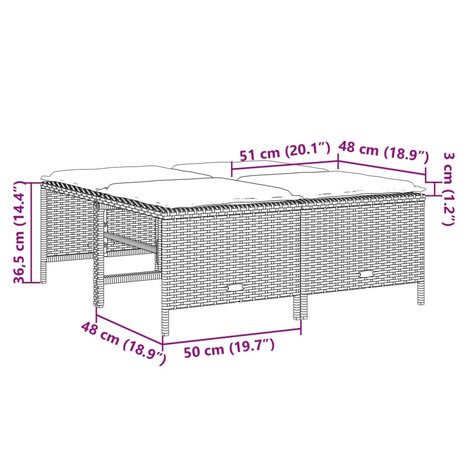 Tuinkrukken met kussens 4 st poly rattan beige 7
