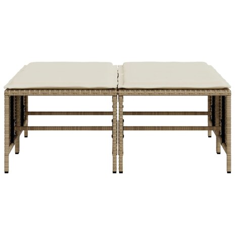 Tuinkrukken met kussens 4 st poly rattan beige 4
