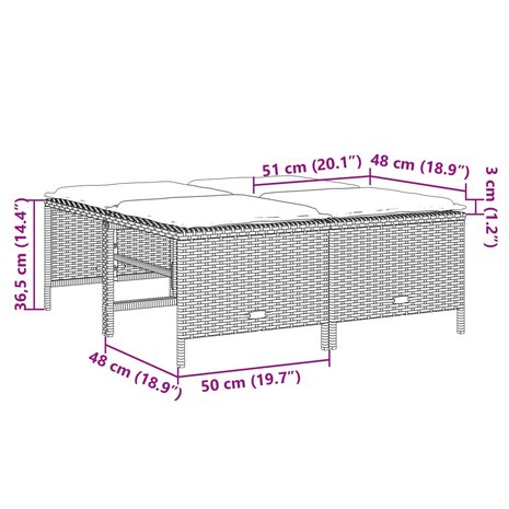 Tuinkrukken met kussens 4 st poly rattan beige 7