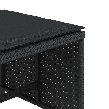 Tuinkrukken 4 st met kussens 40x40x35 cm poly rattan zwart 9