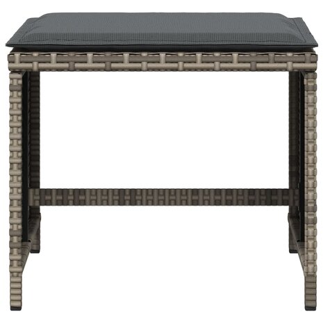 Tuinkrukken 4 st met kussens 40x40x35 cm poly rattan grijs 5