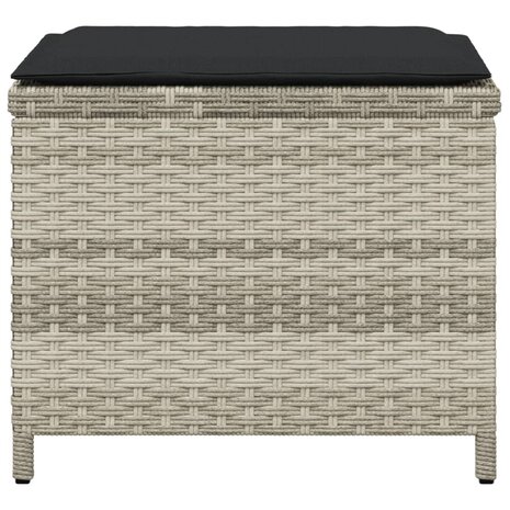 Tuinkrukken 4 st met kussens 40x40x35 cm poly rattan lichtgrijs 6