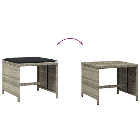Tuinkrukken 4 st met kussens 40x40x35 cm poly rattan lichtgrijs 7