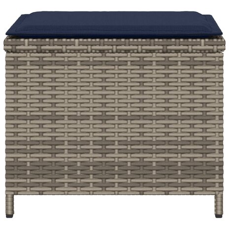 Tuinkrukken 4 st met kussens 40x40x35 cm poly rattan grijs 6