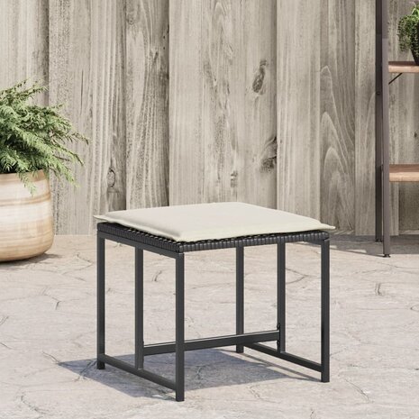 Tuinkrukken met kussens 4 st poly rattan zwart 1