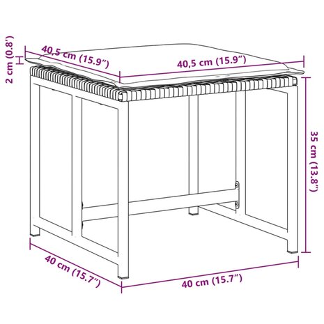 Tuinkrukken met kussens 4 st poly rattan zwart 9
