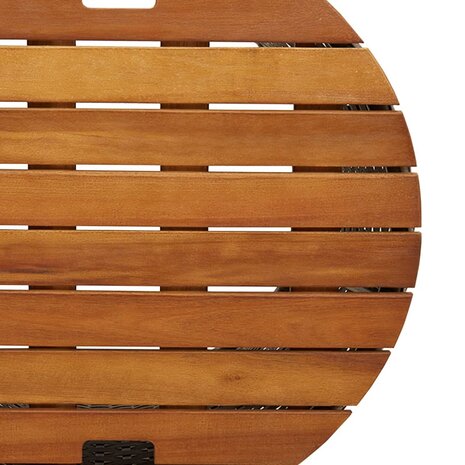 Tuinbijzettafels 2 st met houten blad poly rattan zwart 9