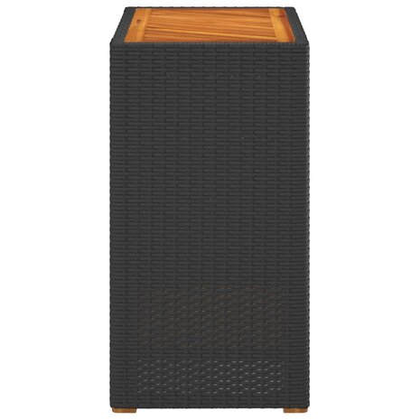 Tuinbijzettafel met houten blad 60x40x75 cm poly rattan zwart 5