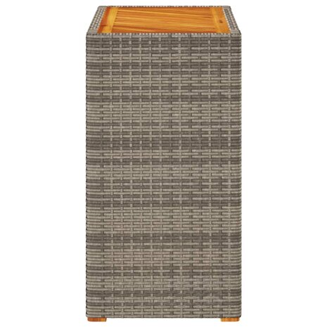 Tuinbijzettafel met houten blad 60x40x75 cm poly rattan grijs 5