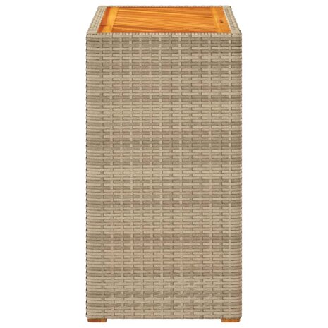 Tuinbijzettafel met houten blad 60x40x75 cm poly rattan beige 5