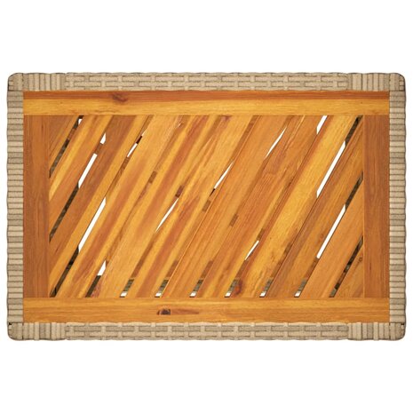 Tuinbijzettafel met houten blad 60x40x75 cm poly rattan beige 8