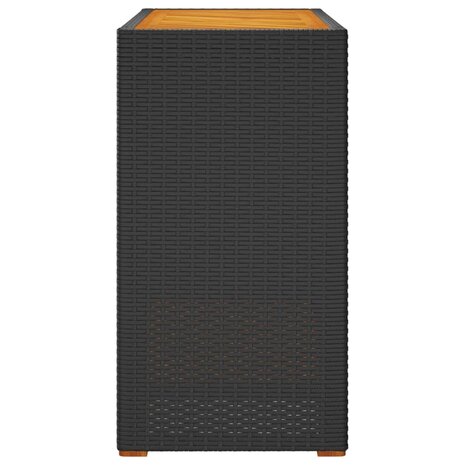 Tuinbijzettafel met houten blad 100x40x75 cm poly rattan zwart 5