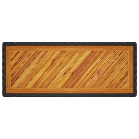 Tuinbijzettafel met houten blad 100x40x75 cm poly rattan zwart 8
