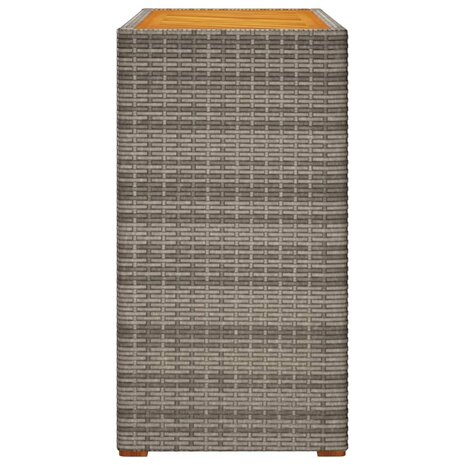 Tuinbijzettafel met houten blad 100x40x75 cm poly rattan grijs 5