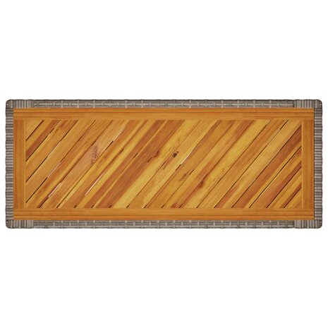 Tuinbijzettafel met houten blad 100x40x75 cm poly rattan grijs 8
