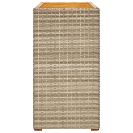 Tuinbijzettafel met houten blad 100x40x75 cm poly rattan beige 5