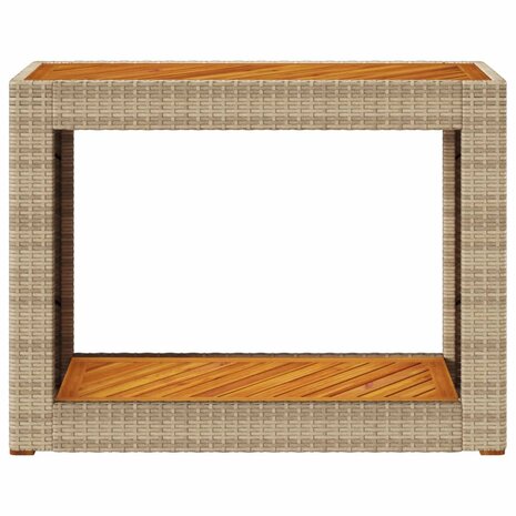 Tuinbijzettafel met houten blad 100x40x75 cm poly rattan beige 6
