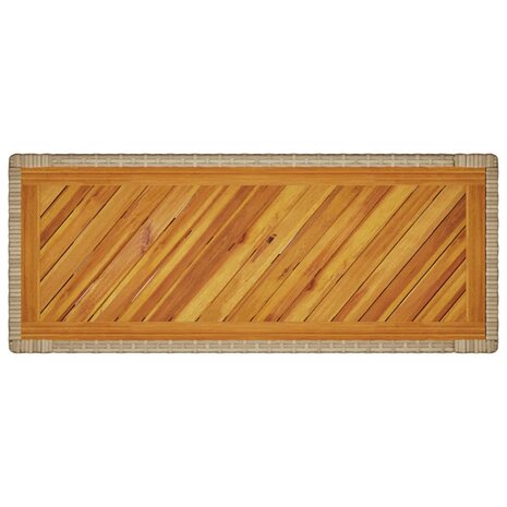 Tuinbijzettafel met houten blad 100x40x75 cm poly rattan beige 8