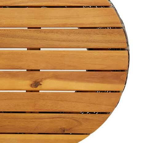 Tuinbijzettafel trommelvormig poly rattan en massief hout grijs 7