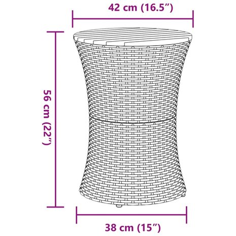 Tuinbijzettafel trommelvormig poly rattan en massief hout grijs 9