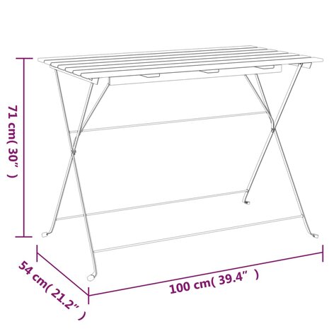 Bistrotafel inklapbaar 100x54x71 cm massief acaciahout en staal 7
