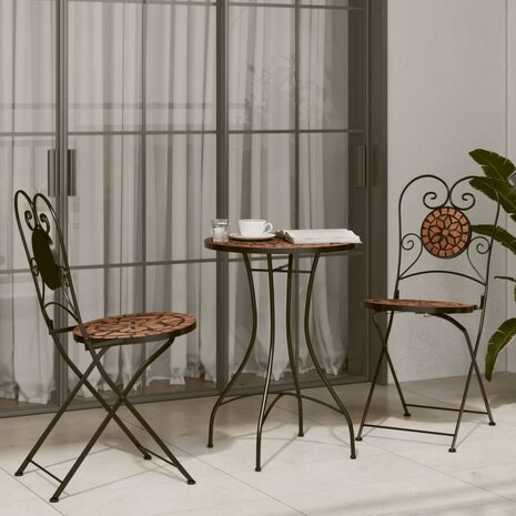 Bistrotafel mozaïek Ø50x70 cm keramiek terracottakleurig 3