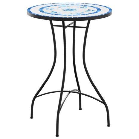 Bistrotafel Ø 50x70 cm keramiek blauw en wit 2