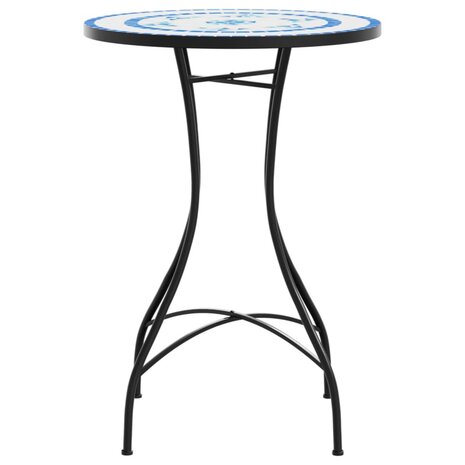 Bistrotafel Ø 50x70 cm keramiek blauw en wit 5