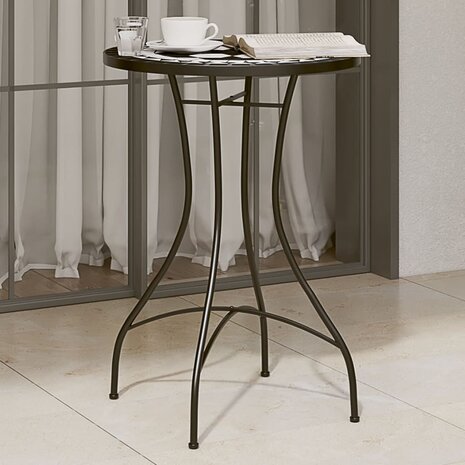 Bistrotafel mozaïek Ø50x70 cm keramiek zwart en wit 1