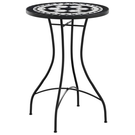 Bistrotafel mozaïek Ø50x70 cm keramiek zwart en wit 2