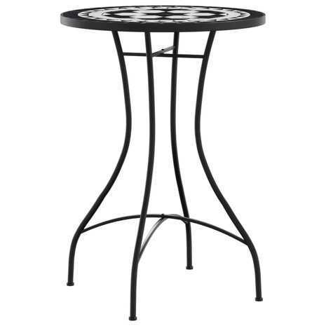 Bistrotafel mozaïek Ø50x70 cm keramiek zwart en wit 4