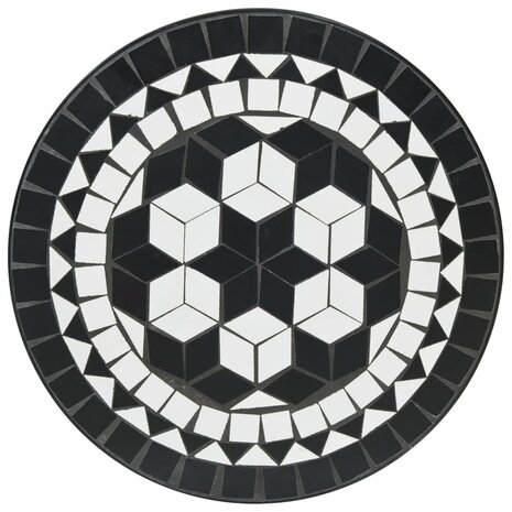 Bistrotafel mozaïek Ø50x70 cm keramiek zwart en wit 6